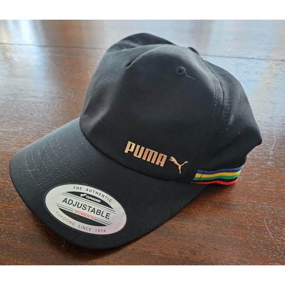 Puma Evercat Womens Authentic Baseball Hat Cap Black Rainbow Adjustable Band New